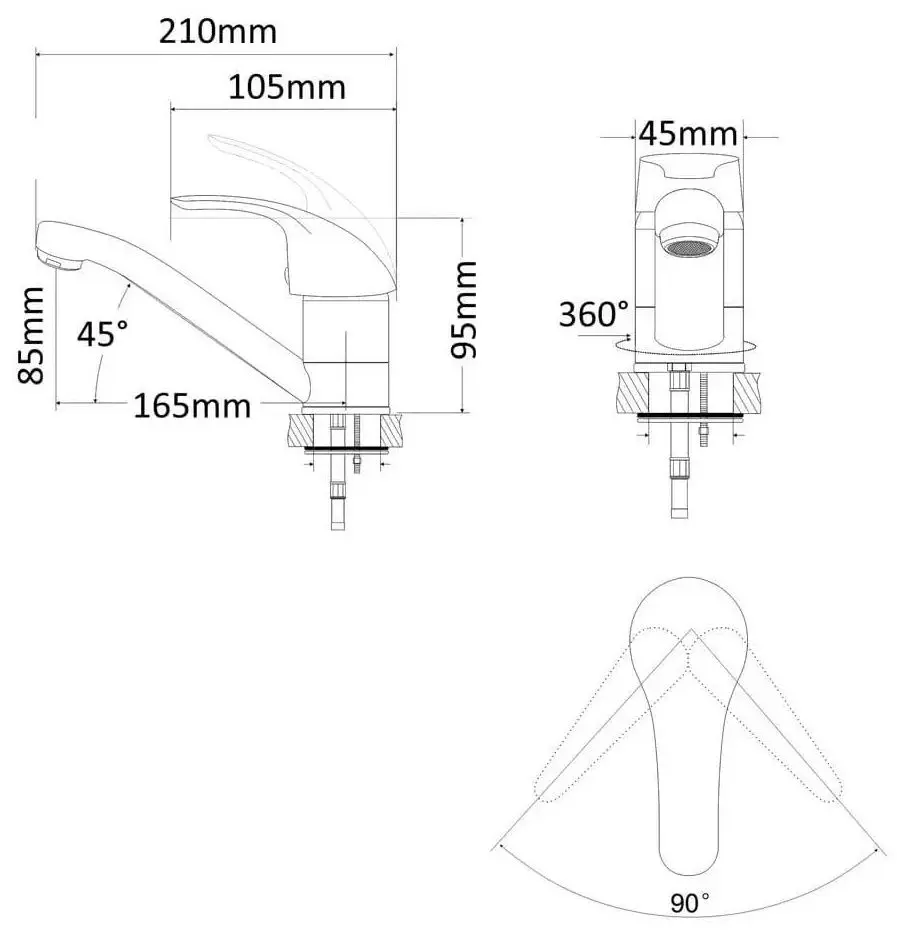 Смеситель для мойки RJ Aurora RBZ029-6K (Chrome) - 3