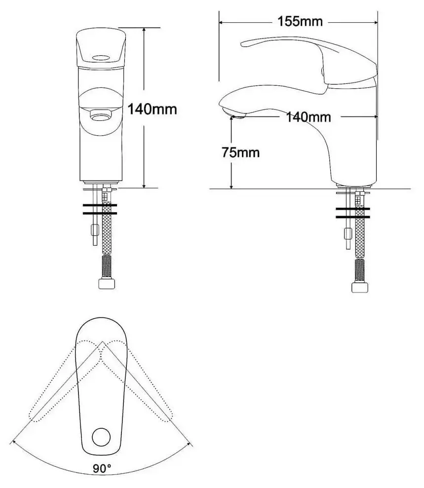 Смеситель для умывальника RJ Baron RBZ014-1 (Chrome) - 3