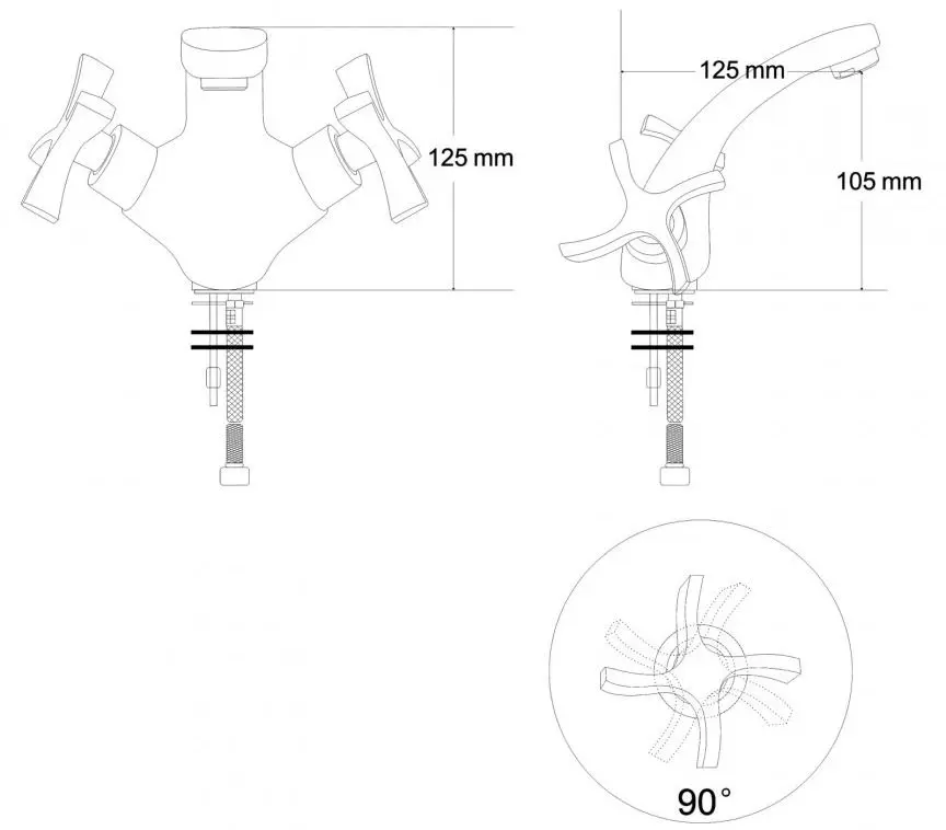 Baterie pentru lavoar RJ Breeze RBZ017-1 (Chrome) - 2