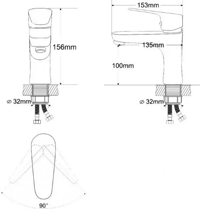 Смеситель для умывальника RJ Butterfly RBZ074-1 (Chrome) - 2