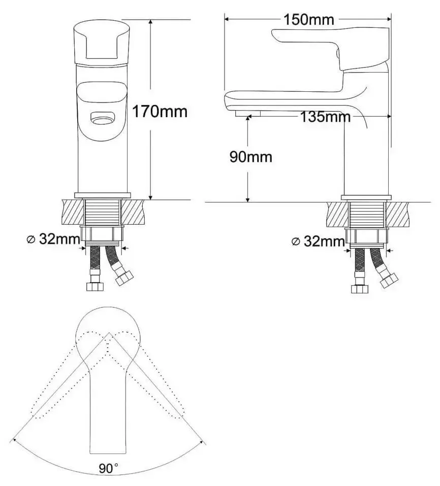 Смеситель для умывальника RJ Duct RBZ079-1 (Chrome)