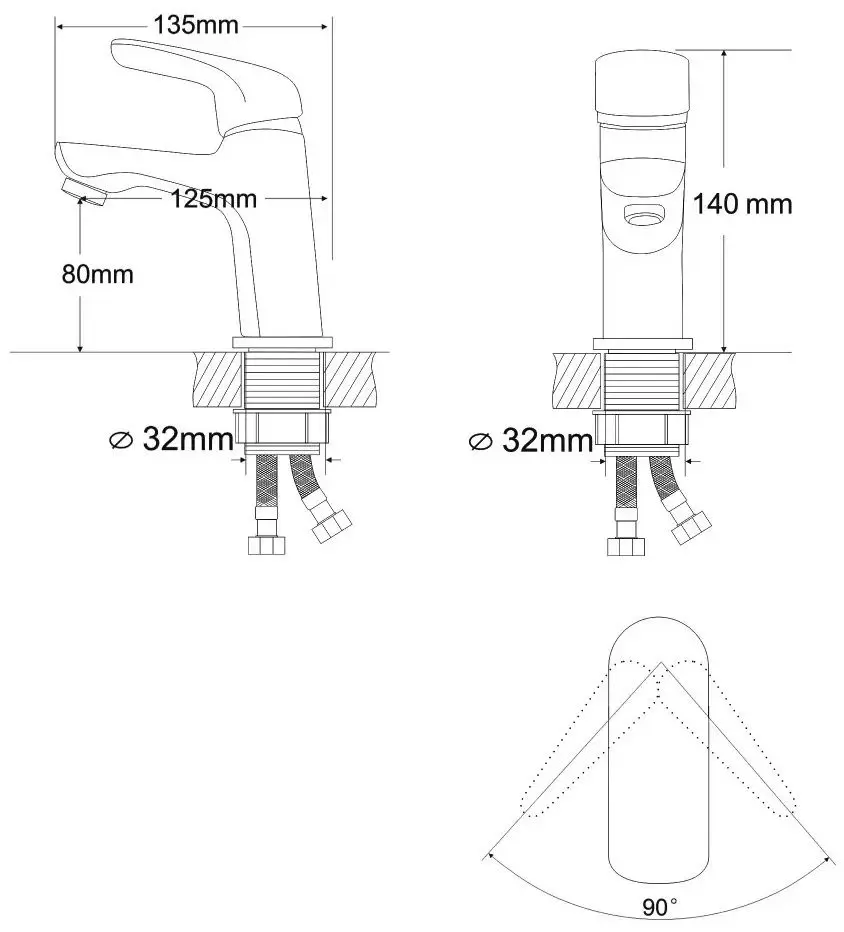 Смеситель для умывальника RJ Flora RBZ072-1 (Chrome) - 3