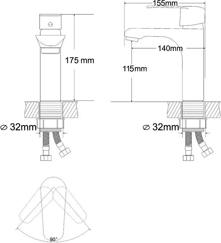 Смеситель для умывальника RJ Fly RBZ084-1 (Chrome) - 2