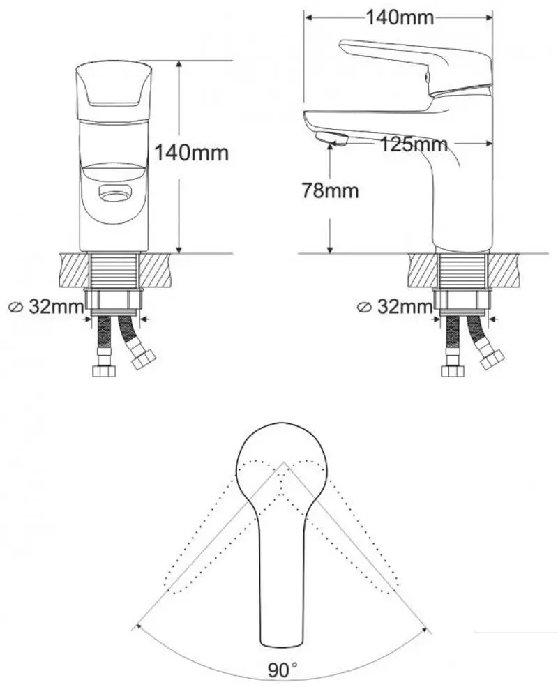 Baterie pentru lavoar RJ Keel RBZ083-1 (Chrome) - 4