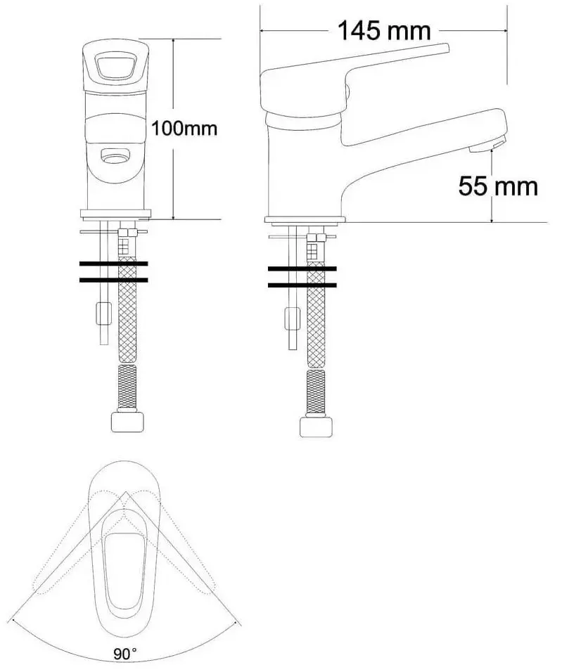 Baterie pentru lavoar RJ Narciz RBZ100-1 (Chrome) - 3