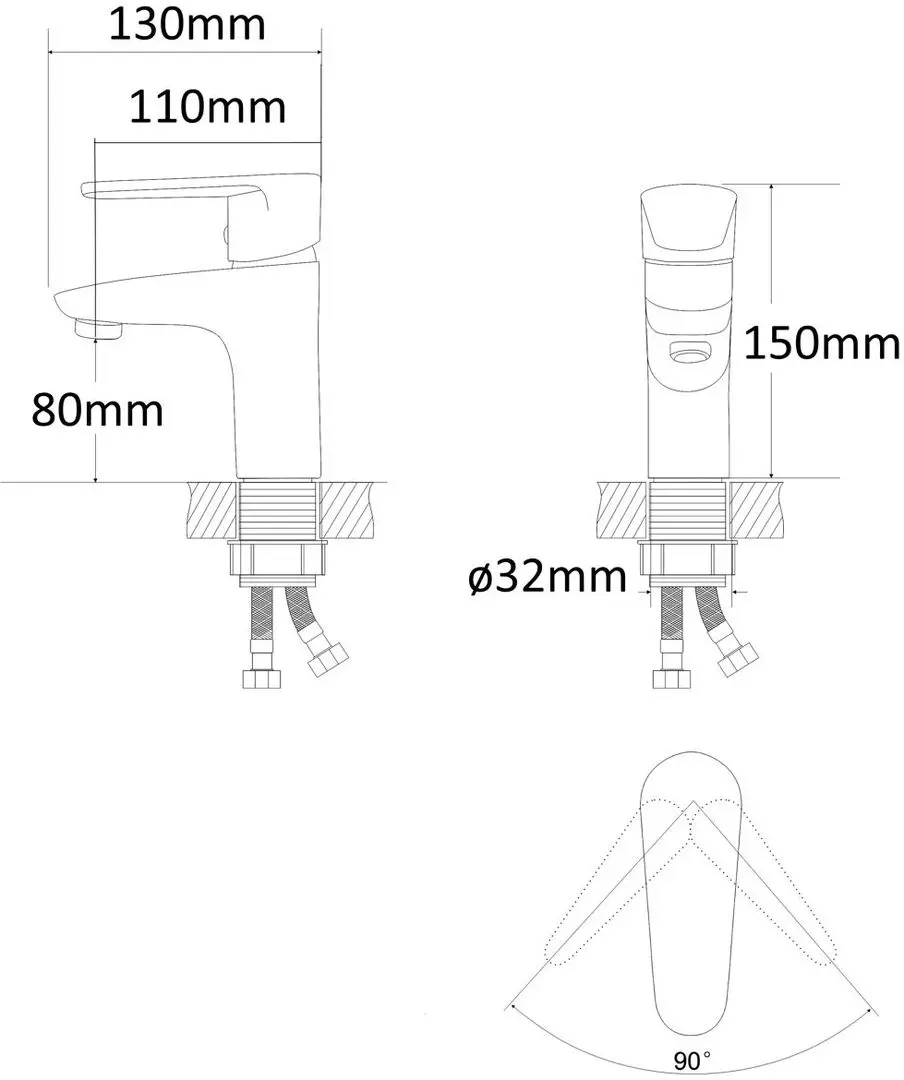 Смеситель для умывальника RJ Raft RBZ075-1 (Chrome) - 3