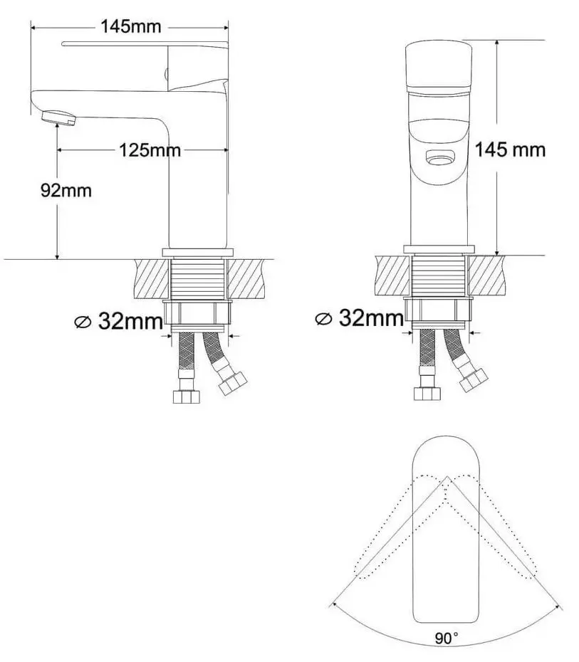 Смеситель для умывальника RJ Stern RBZZ004-1 (Chrome)