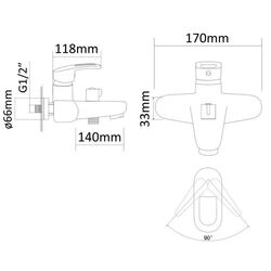 Смеситель для ванны и душа RJ Atlant RBZ002-3A (Chrome) Thumb
