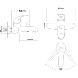 Смеситель для ванны и душа RJ Aurora RBZ029-3 (Chrome) Thumb