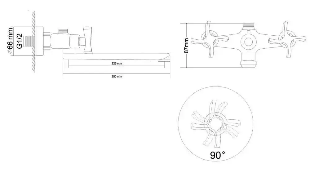 Смеситель для ванны и душа RJ Breeze RBZ017-9B (Chrome) - 3