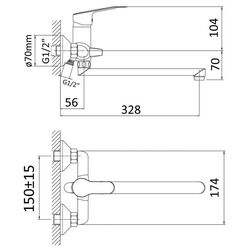 Смеситель для ванны и душа RJ First RBZ020-9B (Chrome) Thumb