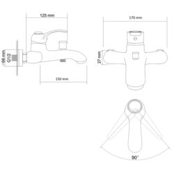 Baterie pentru cada si dus RJ Fortuna RBZ018-3 (Chrome) Thumb