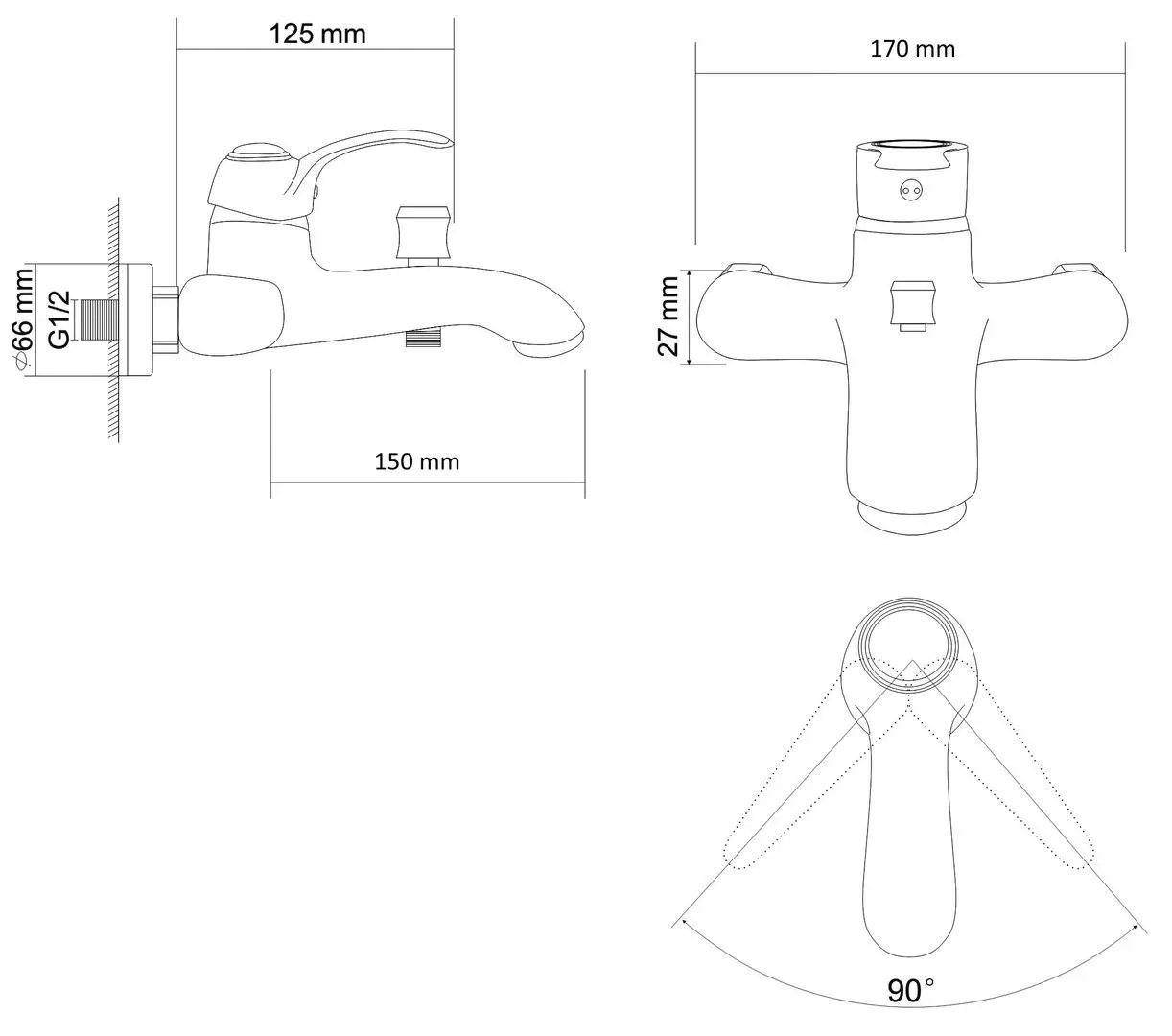 Baterie pentru cada si dus RJ Fortuna RBZ018-3 (Chrome) - 4