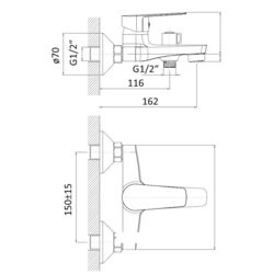 Смеситель для ванны и душа RJ Lotus RBZZ002-3 (Chrome) Thumb