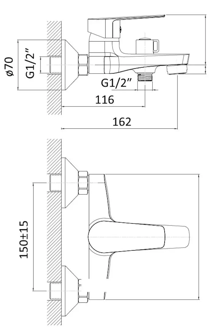 Смеситель для ванны и душа RJ Lotus RBZZ002-3 (Chrome) - 4
