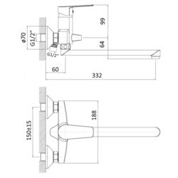 Baterie pentru cada si dus RJ Lotus RBZZ002-9B (Chrome) Thumb