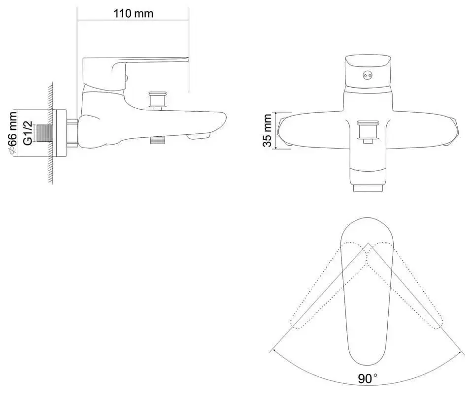 Смеситель для ванны и душа RJ Raft RBZ075-3 (Chrome) - 3