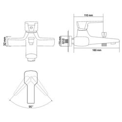Смеситель для ванны и душа RJ Rock RBZ078-3 (Chrome) Thumb