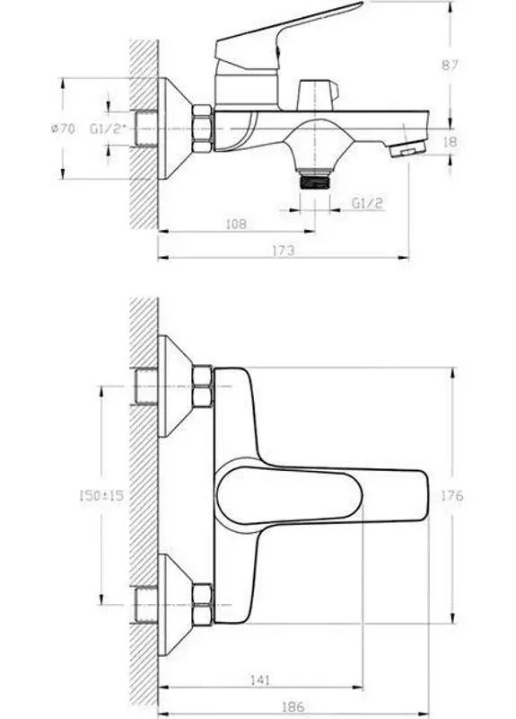 Смеситель для ванны и душа RJ Rush RBZ021-3A (Chrome) - 3