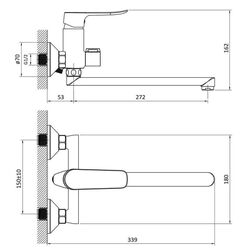 Смеситель для ванны и душа RJ Slip RBZ090-9B (Chrome) Thumb