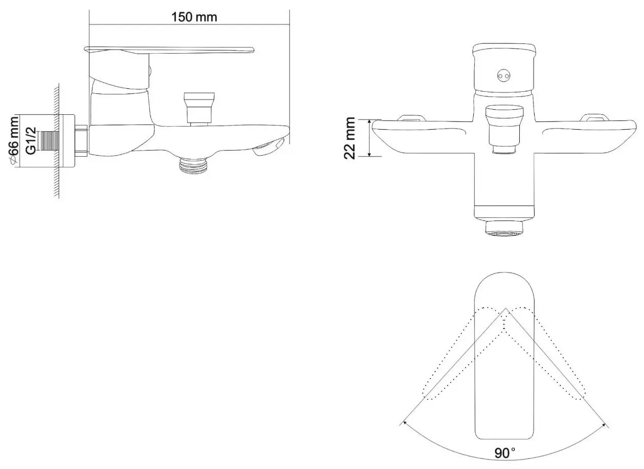 Смеситель для ванны и душа RJ Stern RBZZ004-3 (Chrome) - 3
