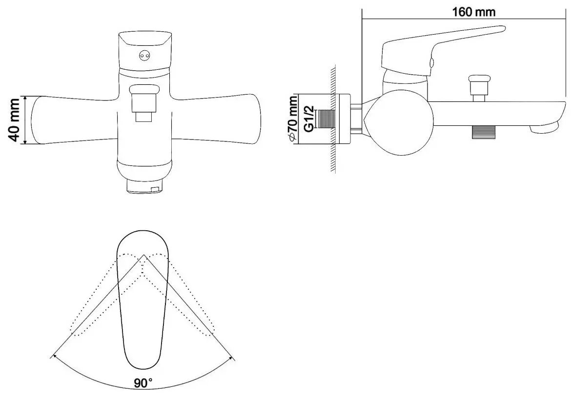 Смеситель для ванны и душа RJ Butterfly RBZ074-3 (Chrome) - 4