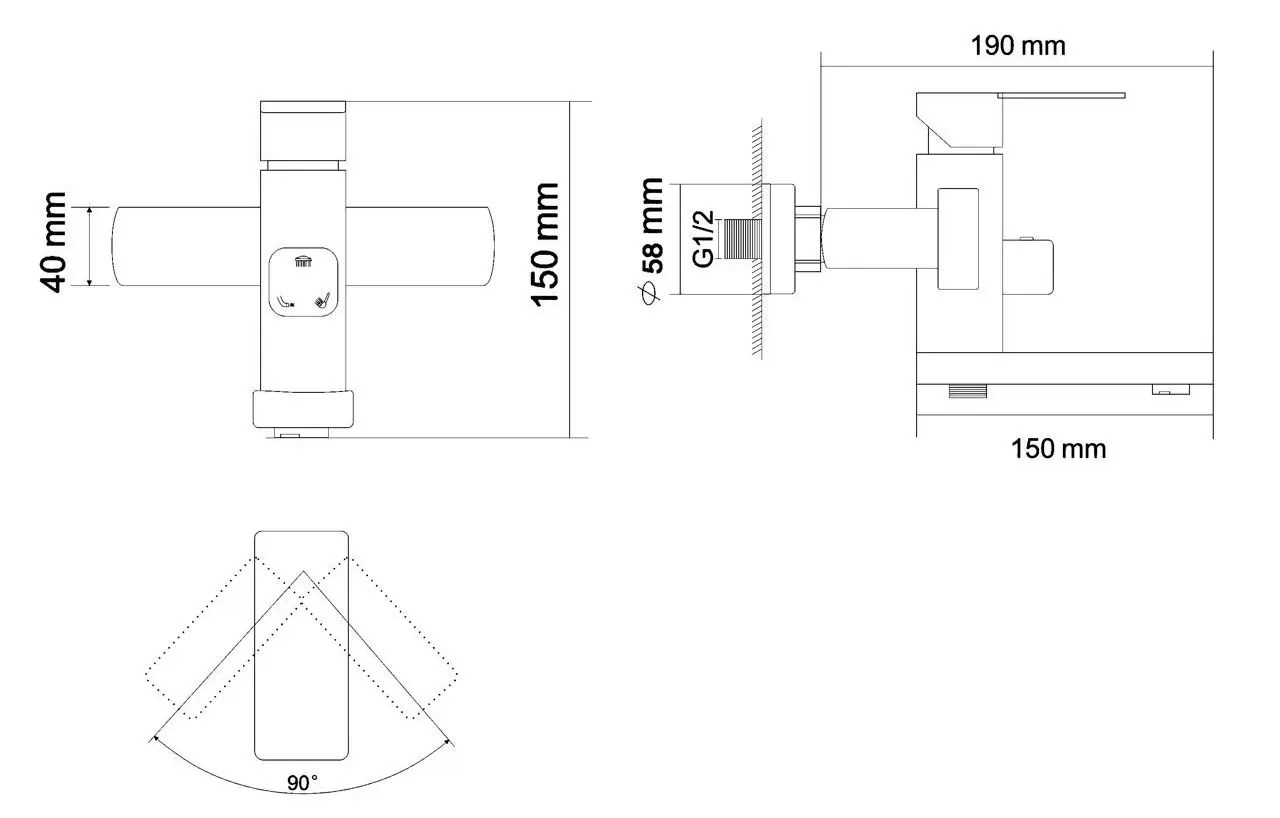 Смеситель для ванны RJ Cube S RBSS201-9B (Stainless Steel) - 3
