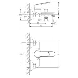 Смеситель для ванны RJ First RBZ020-3 (Chrome) Thumb