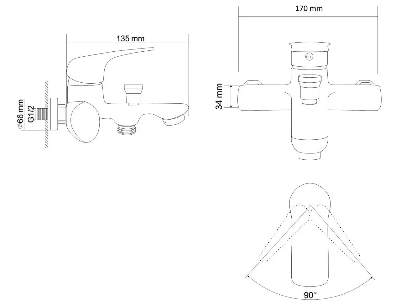 Смеситель для ванны RJ Flora RBZ072-3 (Chrome) - 3