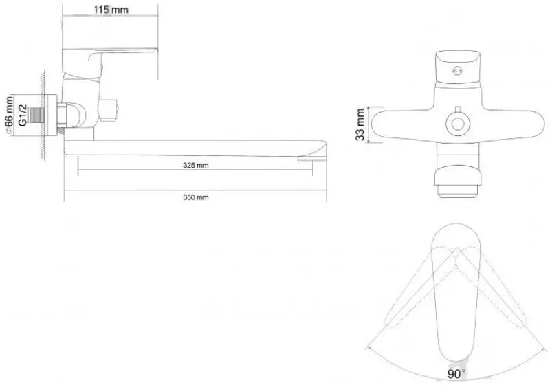 Смеситель для ванны RJ Raft RBZ075-9B (Chrome) - 3
