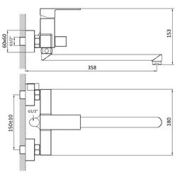 Смеситель для ванны и душа RJ Rod RBZ091-9B (Chrome) Thumb