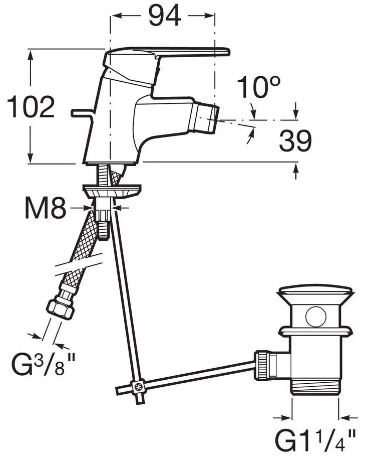 Baterie pentru bideu Roca Victoria A5A6025C00 (Chrome) - 2