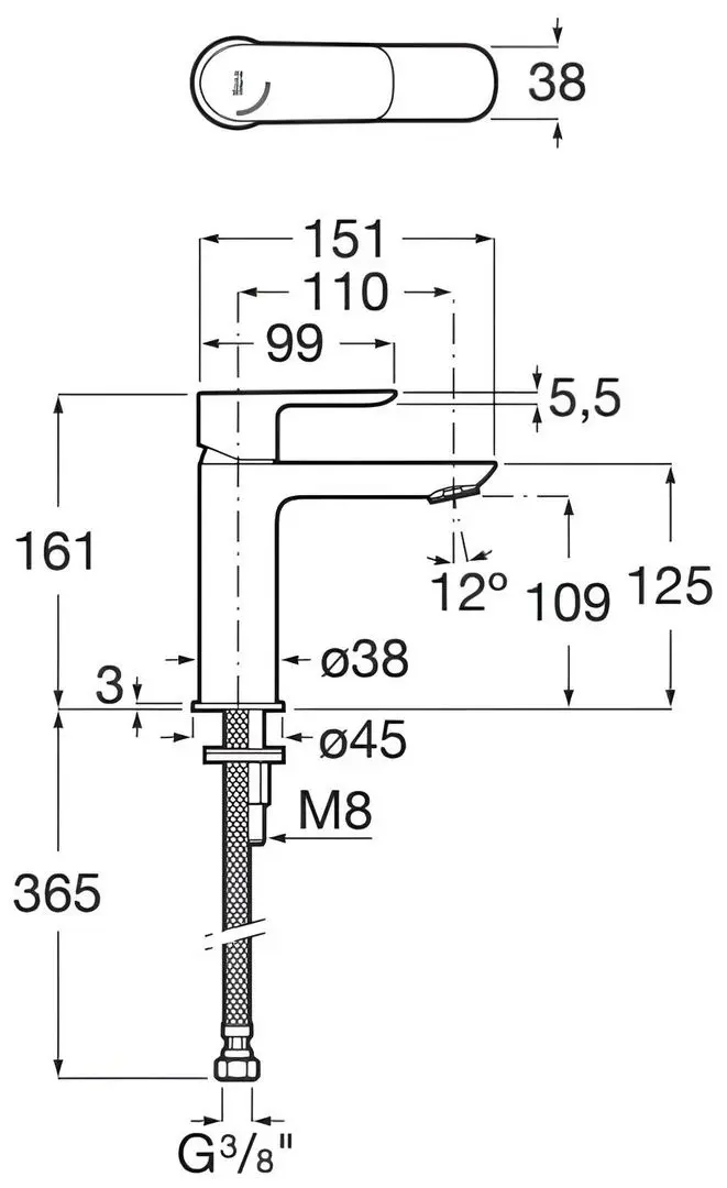 Baterie pentru lavoar Roca Cala A5A326EB00 (White) - 5