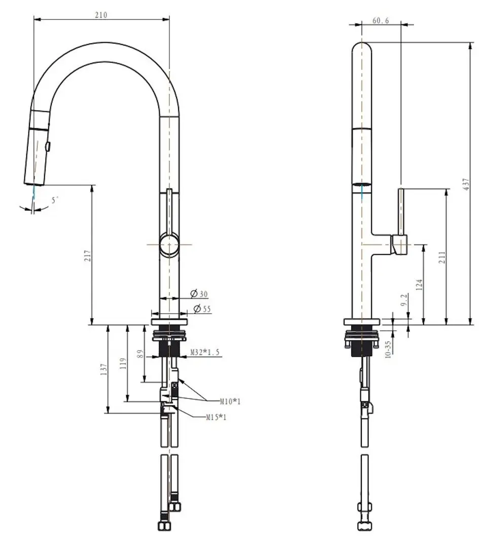 Baterie pentru chiuveta SanDonna Charlotte (Black)