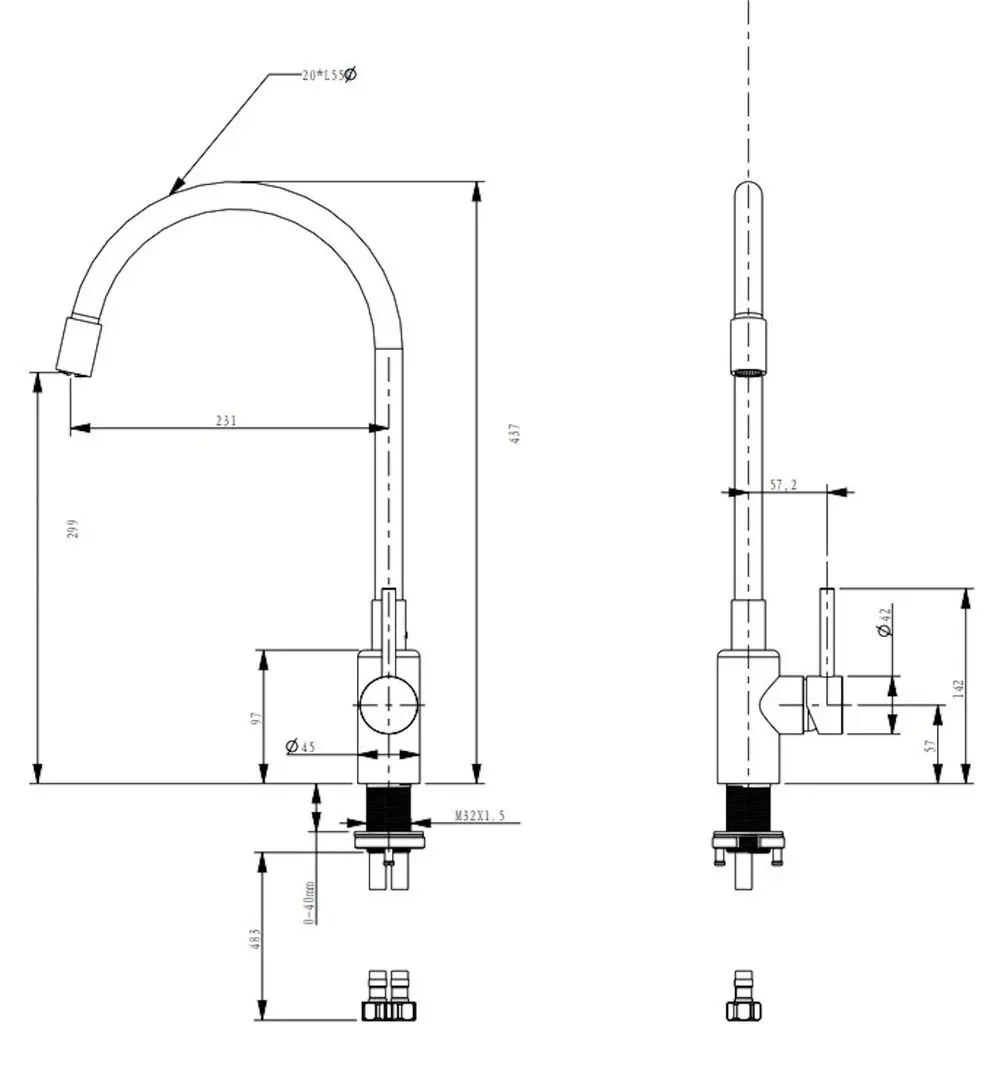 Baterie pentru chiuveta Sandonna Lola (Grey)