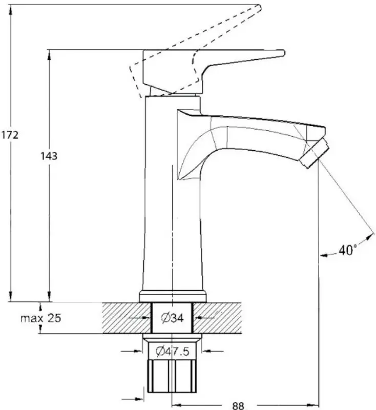 Смеситель для умывальника Solone FAB-1 A-020 (Chrome) - 2