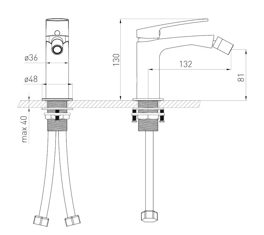 Baterie pentru bideu Volle Cante 1512.021005 (Graphite)