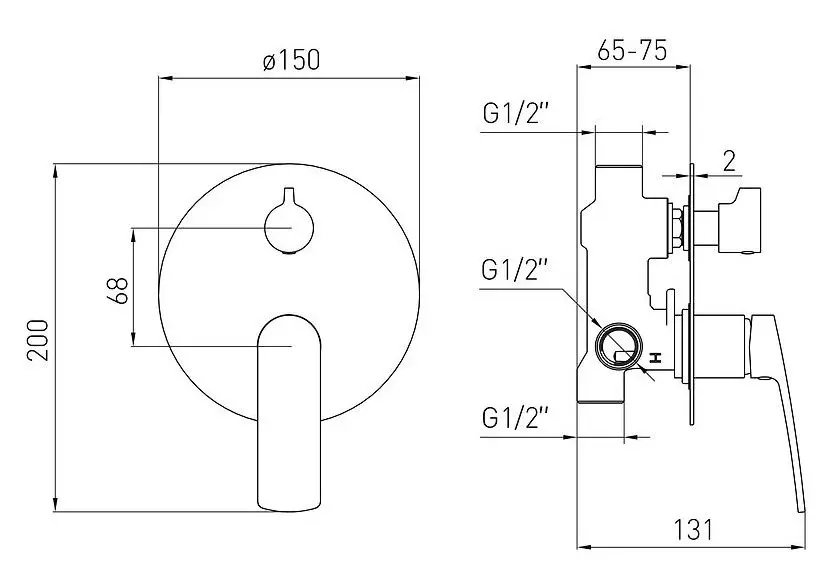 Смеситель для ванны и душа Volle Cante 1512.031402 (Nickel)