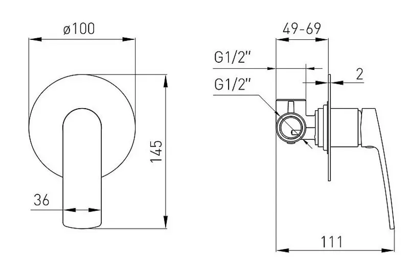 Baterie pentru dus Volle Cante 1512.101402 (Nickel)