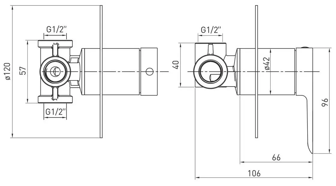 Baterie pentru dus cu montare ascunsa Volle Libra 1521.100201 (Chrome) - 3
