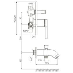 Baterie pentru dus cu montare ascunsa Volle Mora 1537.100301 (Chrome) Thumb