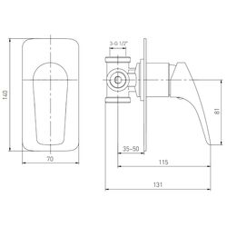 Baterie pentru dus cu montare ascunsa Volle Orlando 15193200 (Chrome) Thumb