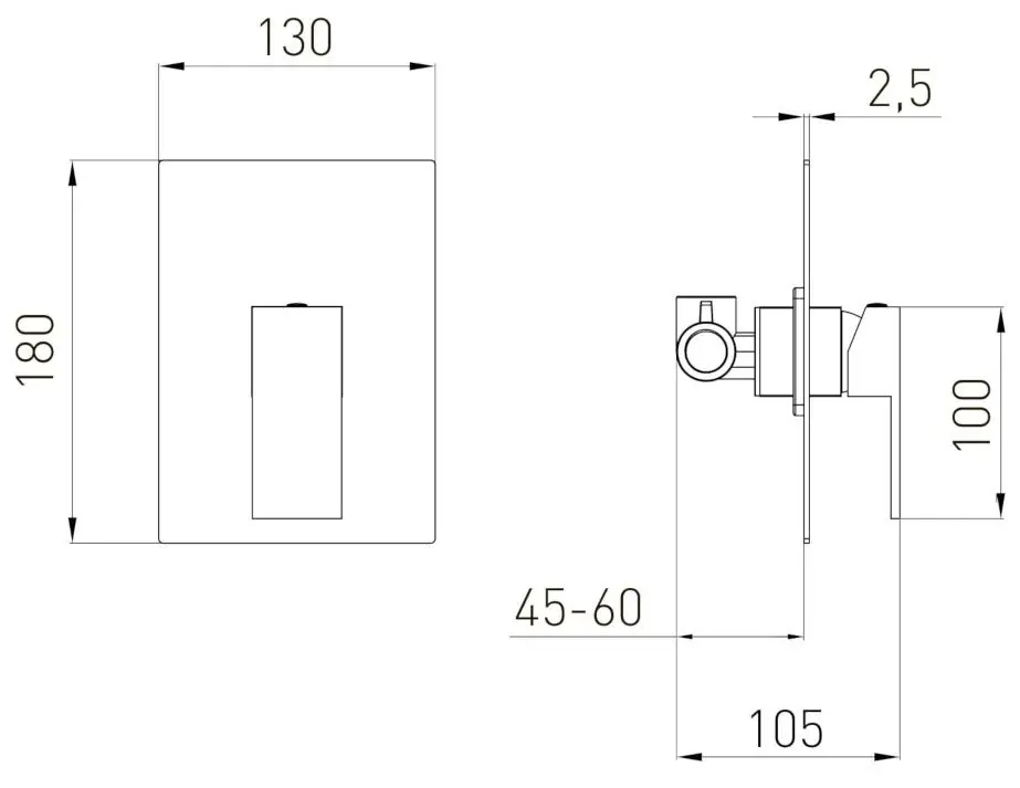 Baterie pentru dus cu montare ascunsa Volle Pardo 1548.100201 (Chrome) - 3