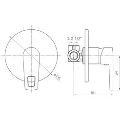 Baterie pentru dus cu montare ascunsa Volle Solar 1530.100201 (Chrome) Thumb