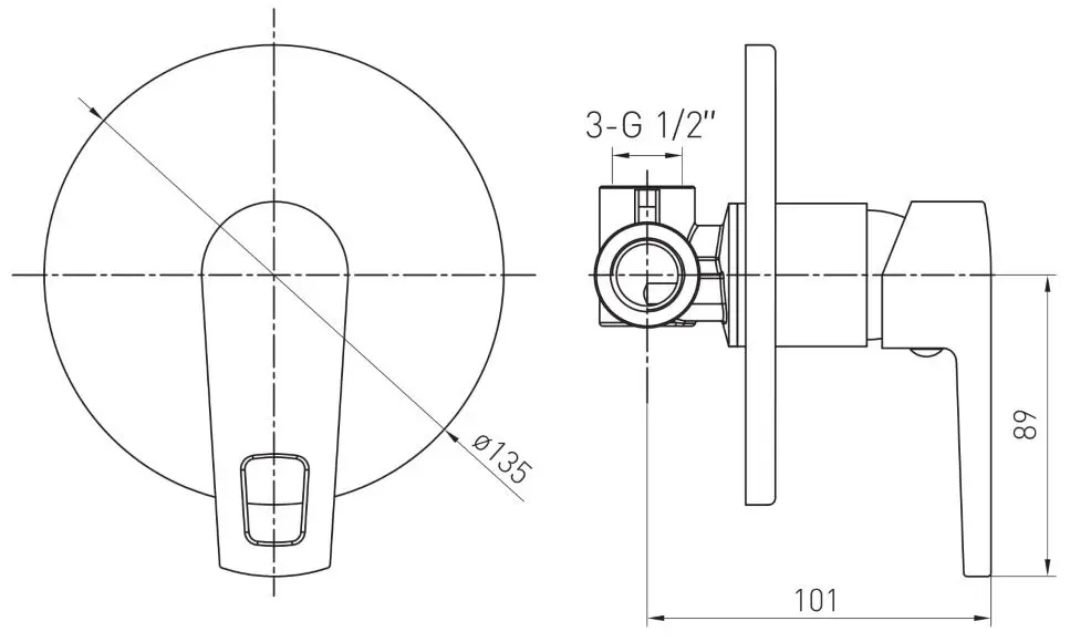 Baterie pentru dus cu montare ascunsa Volle Solar 1530.100201 (Chrome) - 3