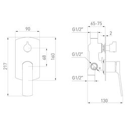 Baterie pentru dus cu montare ascunsa Volle Solo 1510.031421 (Brushed Bronze) Thumb