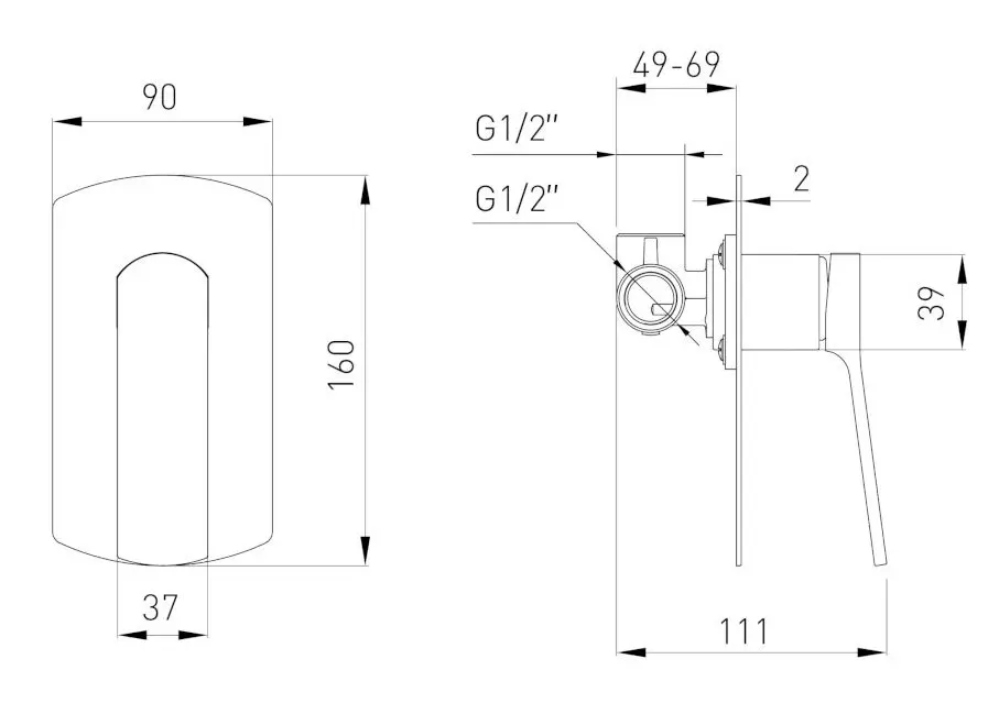 Смеситель для душа Volle Solo 1510.101402 (Brushed Nickel)