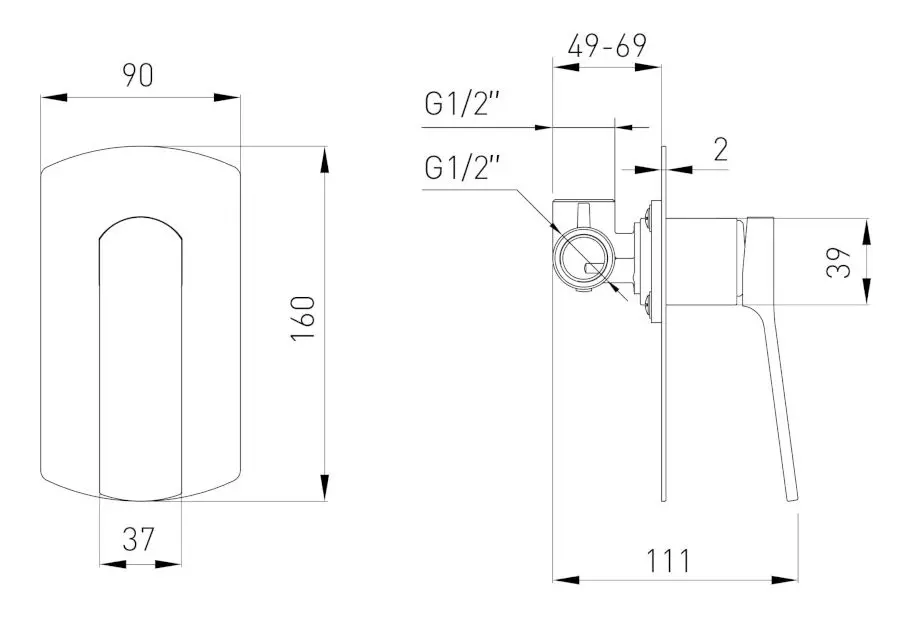 Смеситель для душа Volle Solo 1510.101404 (Black)