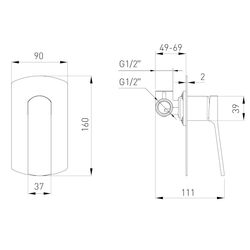 Baterie pentru dus cu montare ascunsa Volle Solo 1510.101421 (Brushed Bronze) Thumb