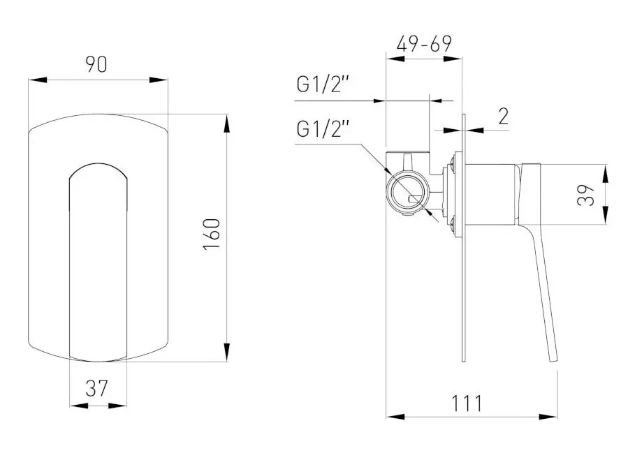 Baterie pentru dus cu montare ascunsa Volle Solo 1510.101421 (Brushed Bronze) - 3